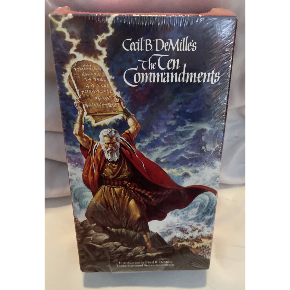 The Ten Commandments Cecil B Demilles Heston Brynner VTG VHS Passover Easter NIB